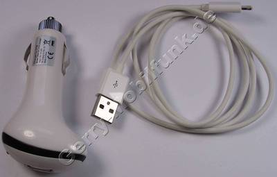 Kfz-Ladekabel iPhone 5 weiss, Autoladekabel  plus  USB Datenkabel Lightning