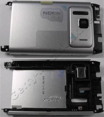 Akkufachdeckel silber Nokia N8 original Rckenschale, Back Cover silver incl. Kamerascheibe Kameralinse,  Freisprechlautsprecher, Lautstrketaste  und  Lautstrkeschalter, Kamerataste, Verriegelungstaste Tastensperre, Simkartenabdeckung, Speicherkartenabdeckung, Unterschale, Gehusetrger