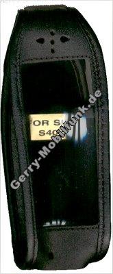 Ledertasche Siemens S40 schwarz mit Grtelclip 