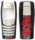 Nokia OK 6610 Tattoo black red / Trible schwarz rot (komplett Oberschale  plus  Akkufachdeckel )