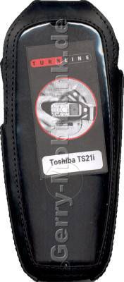 Exclusiv-Ledertasche schwarz mit Dreh-Grtelclip fr Toshiba TS 21i aus hochwertigem extradickem Leder