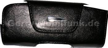 Ledertasche schwarz quer fr Nokia 3650 mit Klettverschlu Quertasche