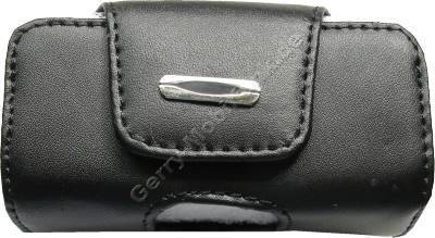 Ledertasche schwarz quer fr Samsung E300