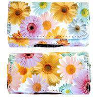 Ledertasche quer Samsung S300 Sonnenblume Ladyline mit Magnetverschlu ohne Grtelclip -Quertasche Handytasche