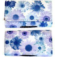 Ledertasche quer Samsung A110 Sonnenblume blau Ladyline mit Magnetverschlu ohne Grtelclip