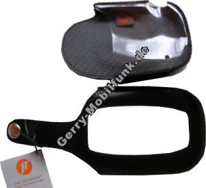 Exclusiv-Ledertasche schwarz mit Dreh-Gürtelclip für Motorola V980 aus hochwertigem extradickem Leder