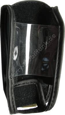 Ledertasche schwarz mit Grtelclip Samsung D500