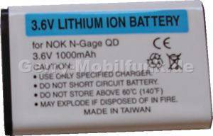 Akku Nokia E70 LiIon 1000mAh 6,8mm Akku vom Markenhersteller mit 12 Monaten Garantie, nicht original Nokia