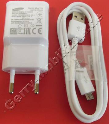 Originale Samsung Ladegert EP-TA20EWE B3410, 100-240 Volt Eingangs-Spannung, Mit 9 Volt Schnelladung bei kompatiblen Gerten mit Schnelladefunktion. Das Anschlukabel kann auch als Datenkabel oder Ladekabel am USB-Anschlu vom Computer angeschloen werden. 2A bei 5 Volt und 1,67A bei 9 Volt Ladespannung