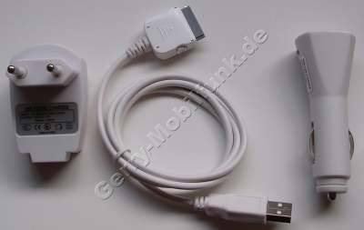 4 in 1 Ladeset fr Apple ipod 4G Ladekabel mit Synchronisationsfunktion incl. USB-Kabel  plus  KFZ-Lader + 230Volt Netzteil