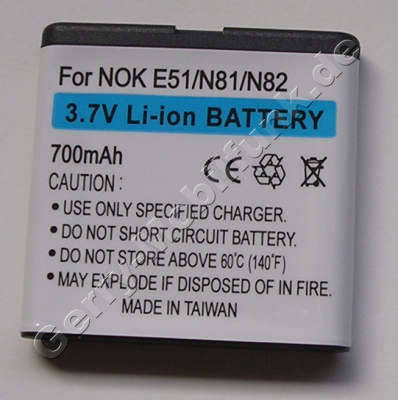 Akku Nokia N81-3 LiIon 1120mAh 4,1Wh 6,3mm ca. 27g (entspricht BP-6MT) Akku vom Markenhersteller mit 12 Monaten Garantie, nicht original Nokia