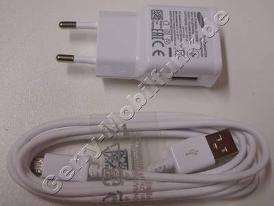 Netzteil original Samsung GT-i9500 Galaxy S4, Micro-USB Netzteil mit 1,6A (1670mA) Kabellnge 1,5m (150 cm ) in wei EP-TA20EWE, Zweiteiliges Netzteil, das Kabel kann auch als Datenkabel verwendet werden