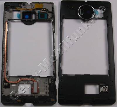 Unterschale, Gehäuserahmen schwarz Microsoft Lumia 950 XL DS original C-Cover mit Kamerascheibe, Antennenkonnektoren, Antenne, CARE ENGINE COVER ASSEMBLY