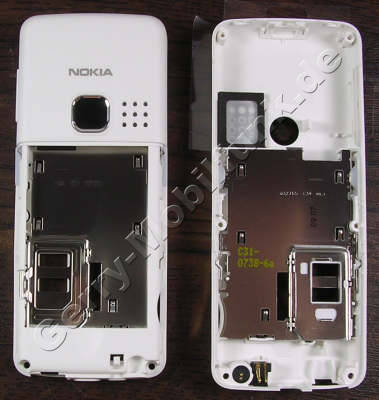 Unterschale weiss Nokia 6300 original, B-Cover Gehusetrger incl. Lade-Konnektor, Mikrofon, Simkartenhalten, Infrarotfenster, White Cover