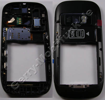 Unterschale schwarz Backcover Nokia C7-00 original B-Cover mit Kamerascheibe satin black incl. Simkartenleser, Freisprechlautsprecher, Blitzlicht, interne Antennen Wlan Bluetooth und GSM, Kamerascheibe, Seitentasten fr Lautstrke, Kamera und Sperrtaste, Verriegelungstaste fr Tastensperre, Ein/Aus Tastenmatte, USB-Abdeckung, GPS-Antenne