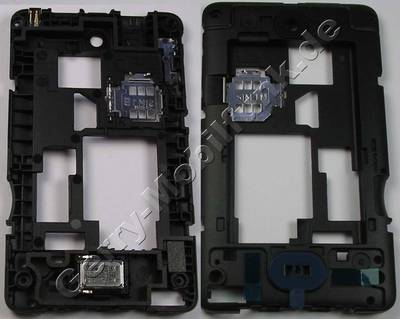 Unterschale schwarz Nokia Asha 501 original D-Cover Assy SingleSim incl. Freisprechlautsprecher, Ladebuchse, Simkartenhalter, Gehusetrger