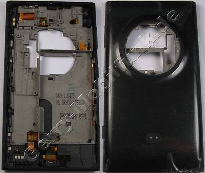 Unterschale, Gehusetrger schwarz Nokia Lumia 1020 original Back Cover (Akkufach) incl. Seitentasten, Seitenschalter fr Lautstrke und Kamera, Ladebuchse ( Micro USB-Anschlu ), interne Antennen, Freisprechlautsprecher Musik und Klingelton -Ausgabe, Mikrofon, CARE BODY ASSY ROW BLACK LASERED