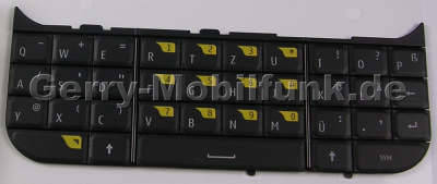 Tastenmatte gelb Nokia 6760 slide original Tastatur Telefon, QWERTZ Tastatur mit Klebefolie auf der Rückseite