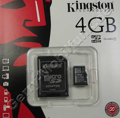 Grundig G600i TransFlash Speicherkarte 4GB Kingston mit Adapter zur normalen SD-Karte, micro SD