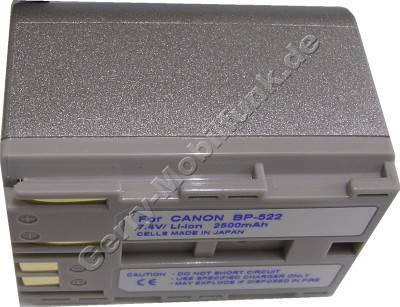 Akku CANON BP-522 MVX1i, MV-30i, MV-300i, MV-400i, MV430i, MV-450i, ZR-10, ZR-20, ZR-25mc, ZR-30mc Daten: Li-ion 7,4V 3000 mAh, silber 39,9mm (Zubehrakku vom Markenhersteller)