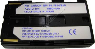 Akku CANON V420 BP-915 Daten: Li-Ion 7,2V  1850 mAh, schwarz 20,5mm (Zubehrakku vom Markenhersteller)