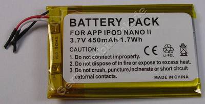 Akku Apple IPOD Nano 2G LiIon 3,7V 450mAh 1,7Wh (Akku vom Markenhersteller, nicht original)