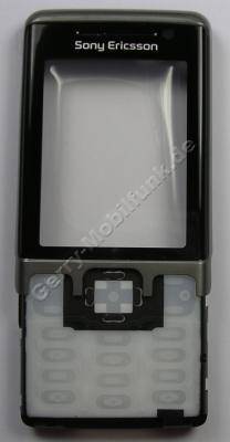 Oberschale schwarz SonyEricsson C702i original Front Cover mit Displayscheibe, A-Cover, metallic black