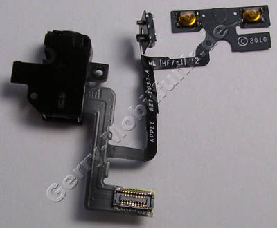 Headset Konnektor schwarz Apple iPhone 4 Flexkabel mit Seitenschalter und Headsetbuchse